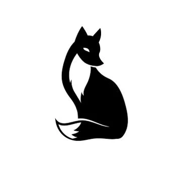 Vector isolated black and white fox icon. Creative logo concept Stock Illustration
