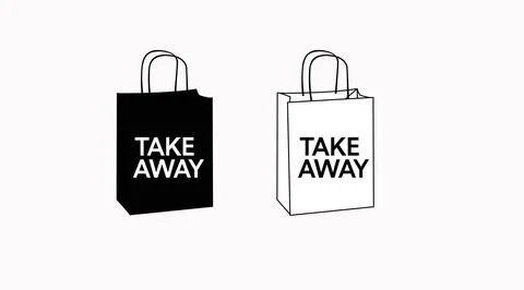 Vector Isolated Black and White Take Away Bag Icon Illustrazione stock