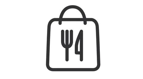 Vector Isolated Black and White Take Away Bag Stock Illustration