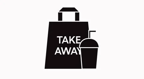 Vector Isolated Black and White Take Away Bag Stock Illustration