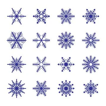 Vector isolated blue snowflake set. 스톡 일러스트
