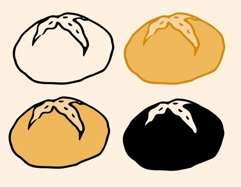 Vector isolated Bread element oval shape with sharp edges, top view and hand Stock Illustration