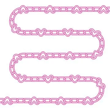 Vector isolated chain with heart link element Linear madenta shape islated on Stock Illustration