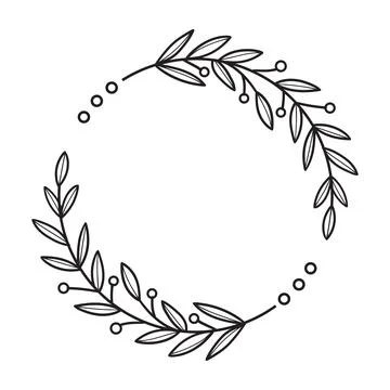 Vector isolated circle floral frame line art illustration Stock Illustration