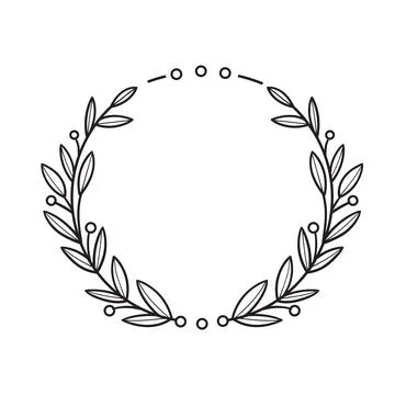 Vector isolated circle floral frame line art illustration Stock Illustration