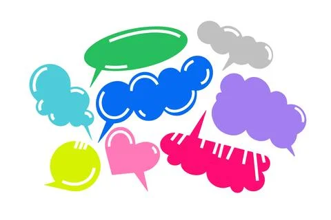 Vector isolated colorful big speech bubbles set. Various call out shapes fo.. Stock Illustration