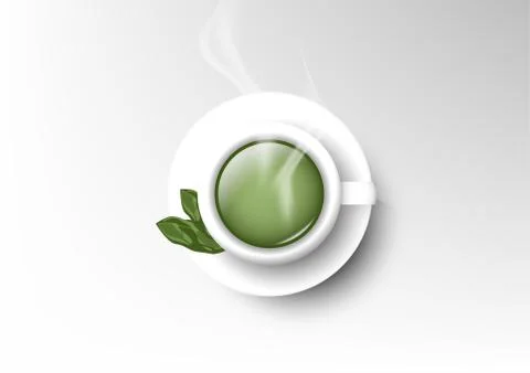 Vector isolated cup of coffee collection, green tea Stock Illustration