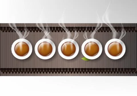 Vector isolated cup of coffee collection, chinese hot tea Stock Illustration