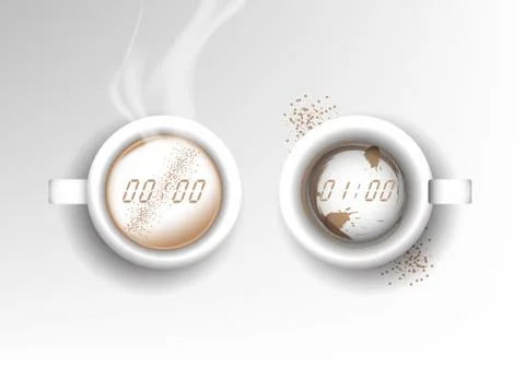 Vector isolated cup of coffee collection, latte time Stock Illustration