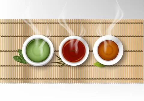 Vector isolated cup of coffee collection, set of various tea Stock Illustration