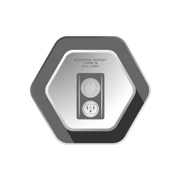 Vector isolated dark gray icon of electric outlet type B with mechanic round Stock Illustration