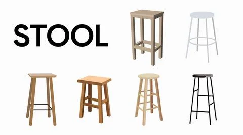Vector isolated different Bar Stools Set on a white background Stock Illustration