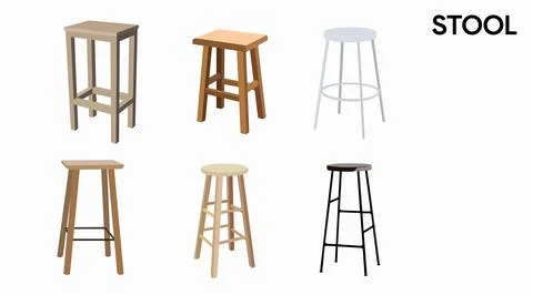 Vector isolated different Bar Stools Set Stock Illustration