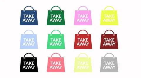 Vector Isolated Different Color Take Away Bag Icon Illustrazione stock