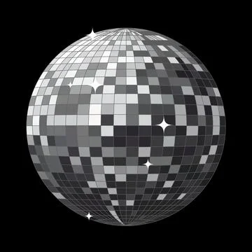 Vector Isolated Disco Ball on Dark Background. Stock Illustration