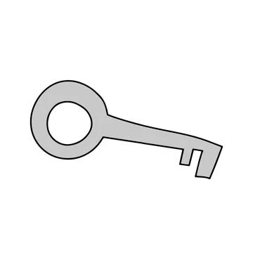 Vector isolated doodle cartoon metal key illustration Stock Illustration