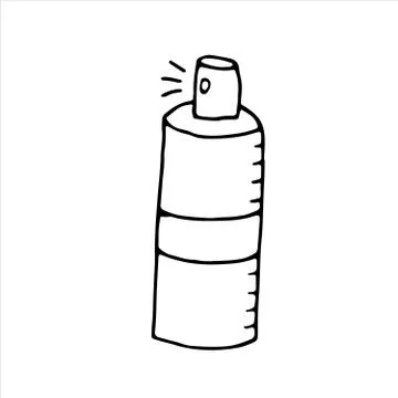 Vector isolated doodle element, antiseptic sanitizer in spray, aerosol, color Stock Illustration