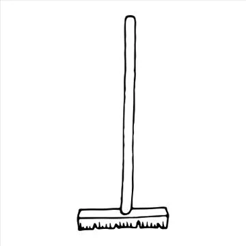 Vector isolated doodle element, cleaning mop, clean, coloring book Stock Illustration