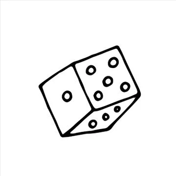 Vector isolated doodle element, cube for board family games, coloring book Stock Illustration