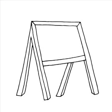 Vector isolated doodle element, easel for drawing, school board, coloring boo Stock Illustration