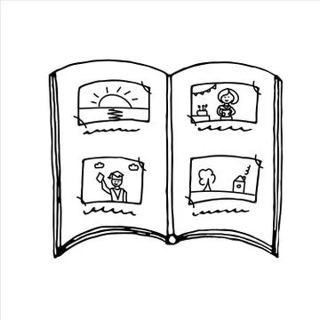 Vector isolated doodle element, family photo album, memories, coloring book Stock Illustration