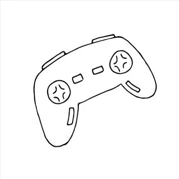 Vector isolated doodle element, game console joystick, coloring book Stock Illustration