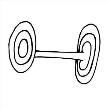 Vector isolated doodle element, home workout with dumbbell, coloring book Stock Illustration