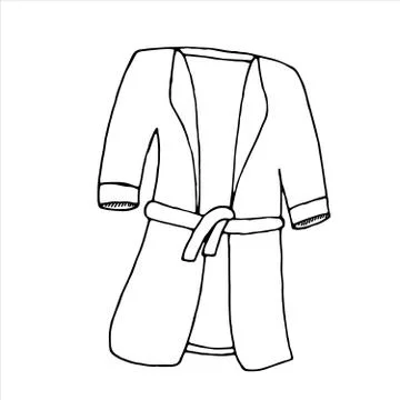 Vector isolated doodle element, home dressing gown, coloring book Stock Illustration