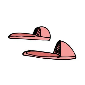 Vector isolated doodle element, home cozy slippers Stock Illustration
