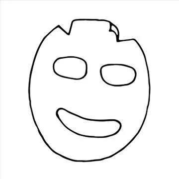 Vector isolated doodle element, moisturizing cosmetic fabric face mask, color Stock Illustration