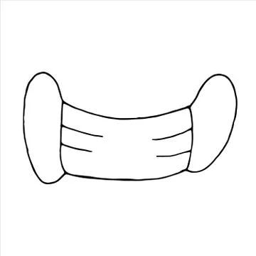 Vector isolated doodle element, protective medical mask, coloring book Stock Illustration