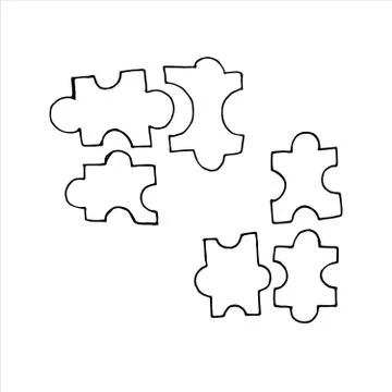 Vector isolated doodle element, puzzle pieces, logic, coloring book Stock Illustration
