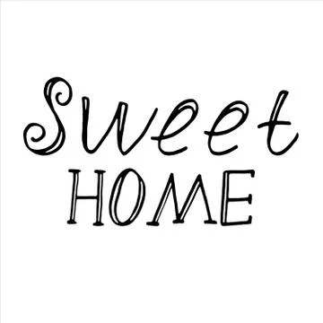 Vector isolated doodle element, text cute home Stock Illustration