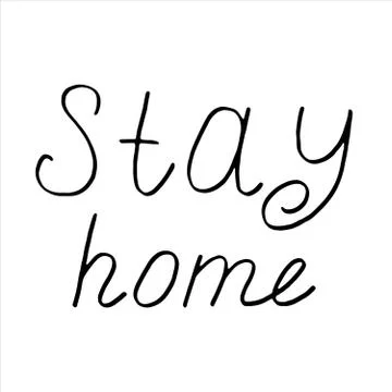 Vector isolated doodle element, text - stay home Stock Illustration