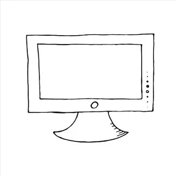 Vector isolated doodle element, tv, screen, watching movies, coloring book Stock Illustration