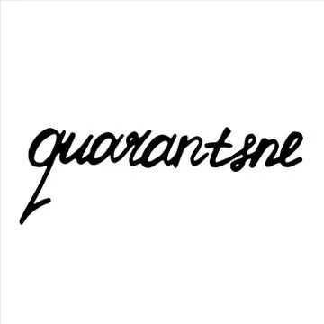 Vector isolated doodle element, uppercase text - quarantine Stock Illustration