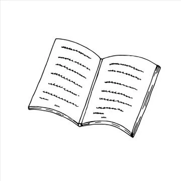 Vector isolated doodle element,open paper real book, coloring book Stock Illustration