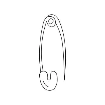 Vector isolated doodle one small simple open safety pin easy drawing Stock Illustration