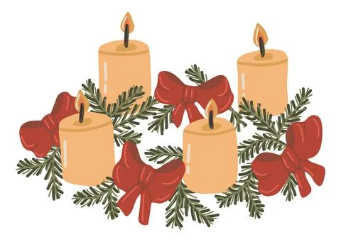 Vector isolated element. Advent wreath or Advent crown. Decoration Stock Illustration