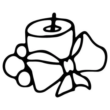 Vector isolated element. Candle with a bow. Decoration for Christmas Stock Illustration