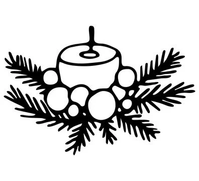 Vector isolated element. .Candle with Christmas tree branches. Decoration Stock Illustration
