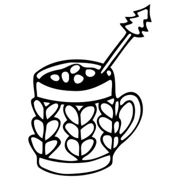 Vector isolated element, Christmas mug. Hand drawn doodle. Stock Illustration