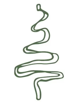 Vector isolated element. Christmas tree, ribbon tree. Hand drawn doodle. Stock Illustration