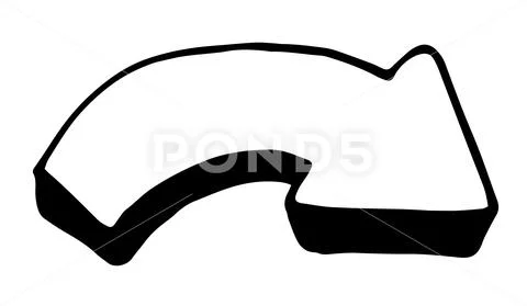 Vector isolated element of a curved arrow drawn in a doodle style with ...