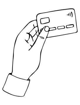 Vector isolated element. Hand bank card. Payment for delivery, salary Stock Illustration