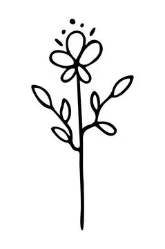 Vector isolated element. Illustration with flower. Minimalist hand drawn Stock Illustration