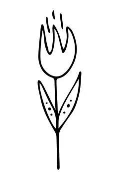 Vector isolated element. Illustration with flower. Minimalist hand drawn Stock Illustration