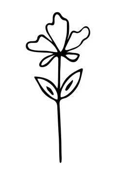 Vector isolated element. Illustration with flower. Minimalist hand drawn Stock Illustration
