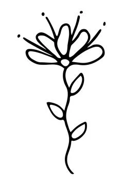 Vector isolated element. Illustration with flower. Minimalist hand drawn Stock Illustration