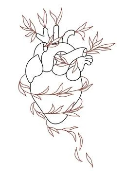 Vector isolated element. Plants. Heart. Mysticism. Black hand drawn doodle Stock Illustration